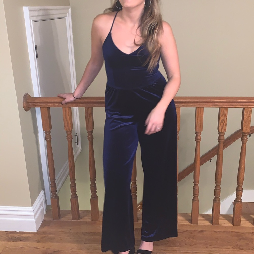 Navy Velvet Jumpsuit